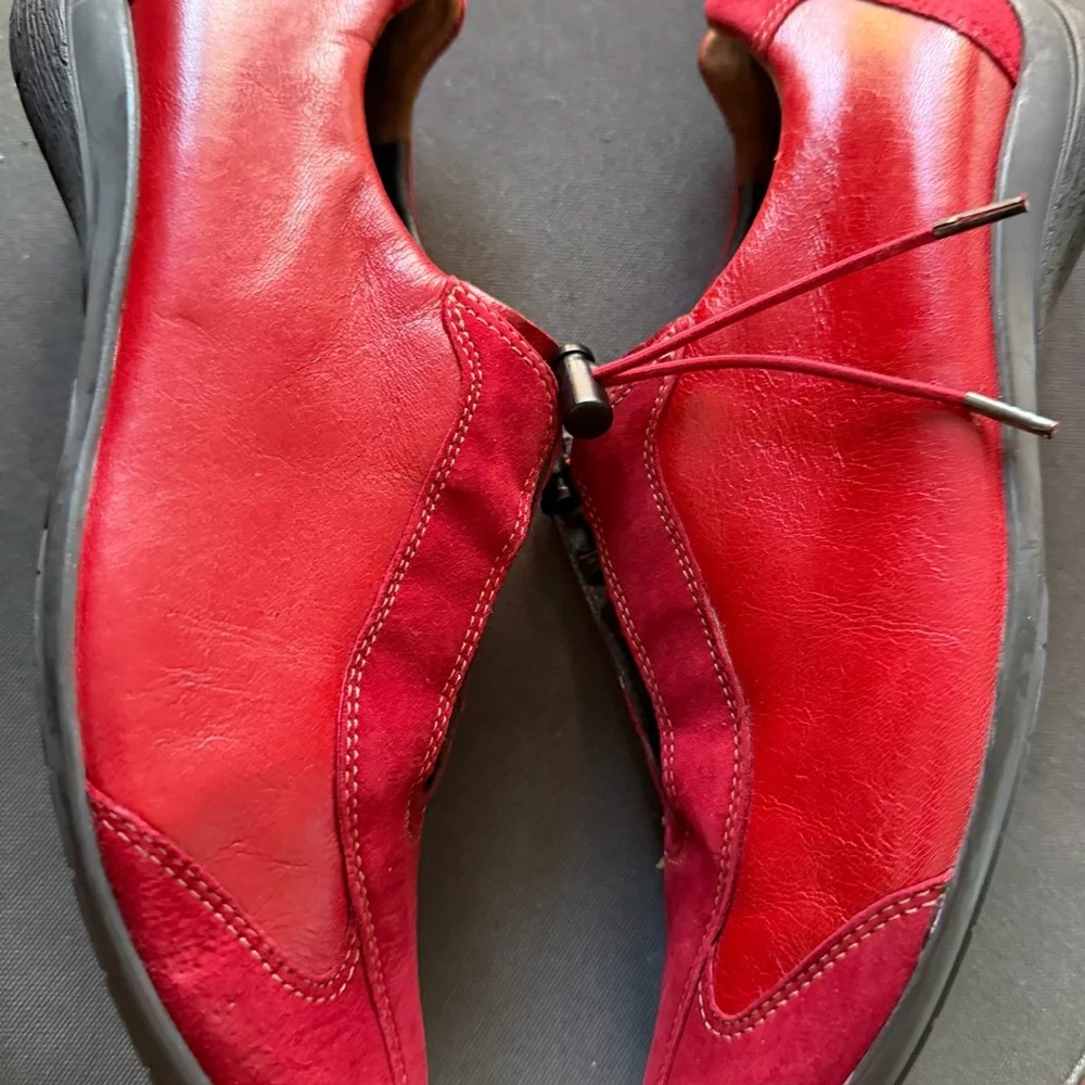 Paul Green Red Leather Women's Loafers - Picture 9 of 16